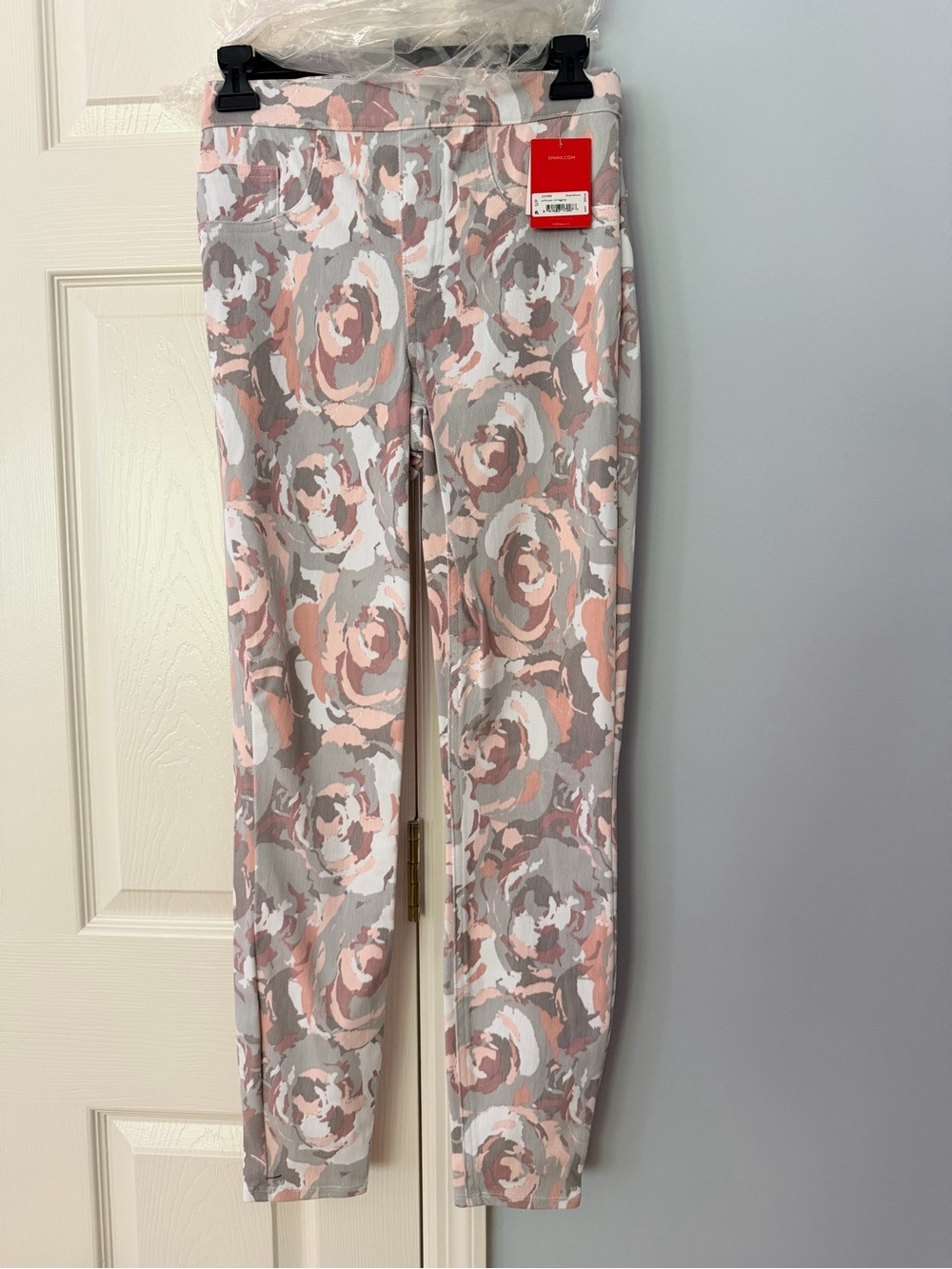 SPANX Blush Pink & Gray Floral-Print Jeggings
